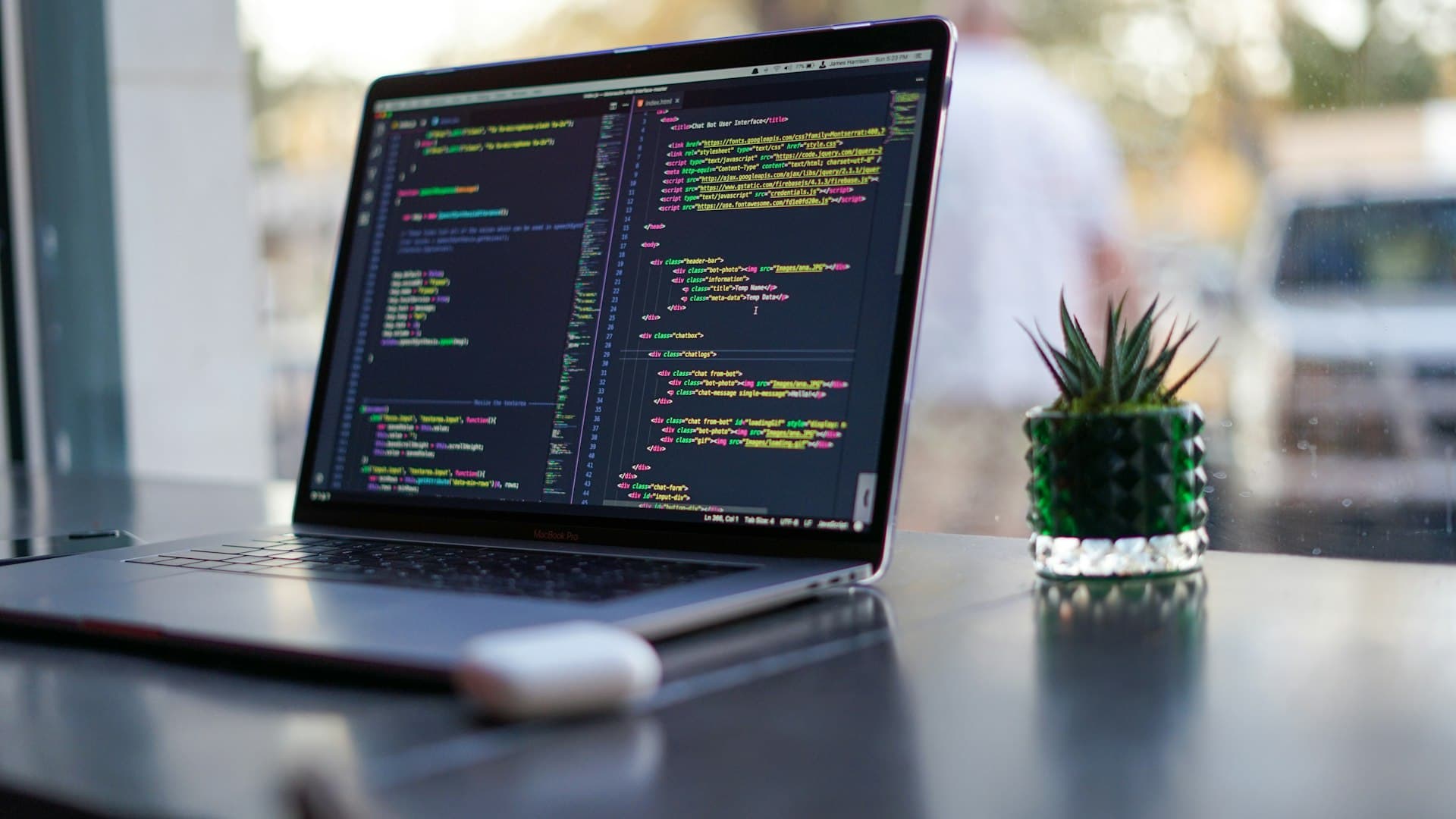 Close-up of programming code on a computer monitor